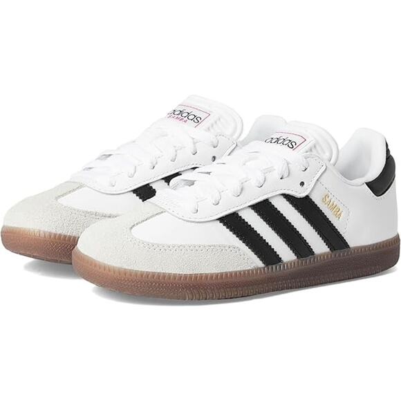NWT adidas UnisexSamba Indoor Sneaker, White/Black/Gum-SZ 11.5 US Little Kid